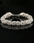 Handmade Byzantine Chain Bracelet with S-Hook Clasp, Matte, 8.5", Unisex in Sterling Silver