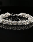 Handmade Byzantine Chain Bracelet with S-Hook Clasp, 9", Unisex in Sterling Silver