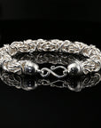 Handmade Byzantine Chain Bracelet with S-Hook Clasp, 9", Unisex in Sterling Silver