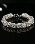 Byzantine Thick Chain Bracelet with S-Hook Clasp, 8.75" Unisex in Sterling Silver