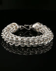 Byzantine Thick Chain Bracelet with S-Hook Clasp in Sterling Silver