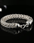 Thick Byzantine Chain Bracelet with S-Hook Clasp, 8.75" Unisex in Sterling Silver