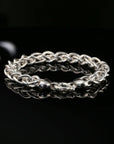 Byzantine Chain Bracelet, 8", Unisex in Sterling Silver