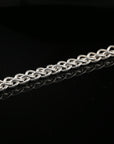 Byzantine Chain Bracelet, Lion Heads Lock, 8.5", Unisex in Sterling Silver