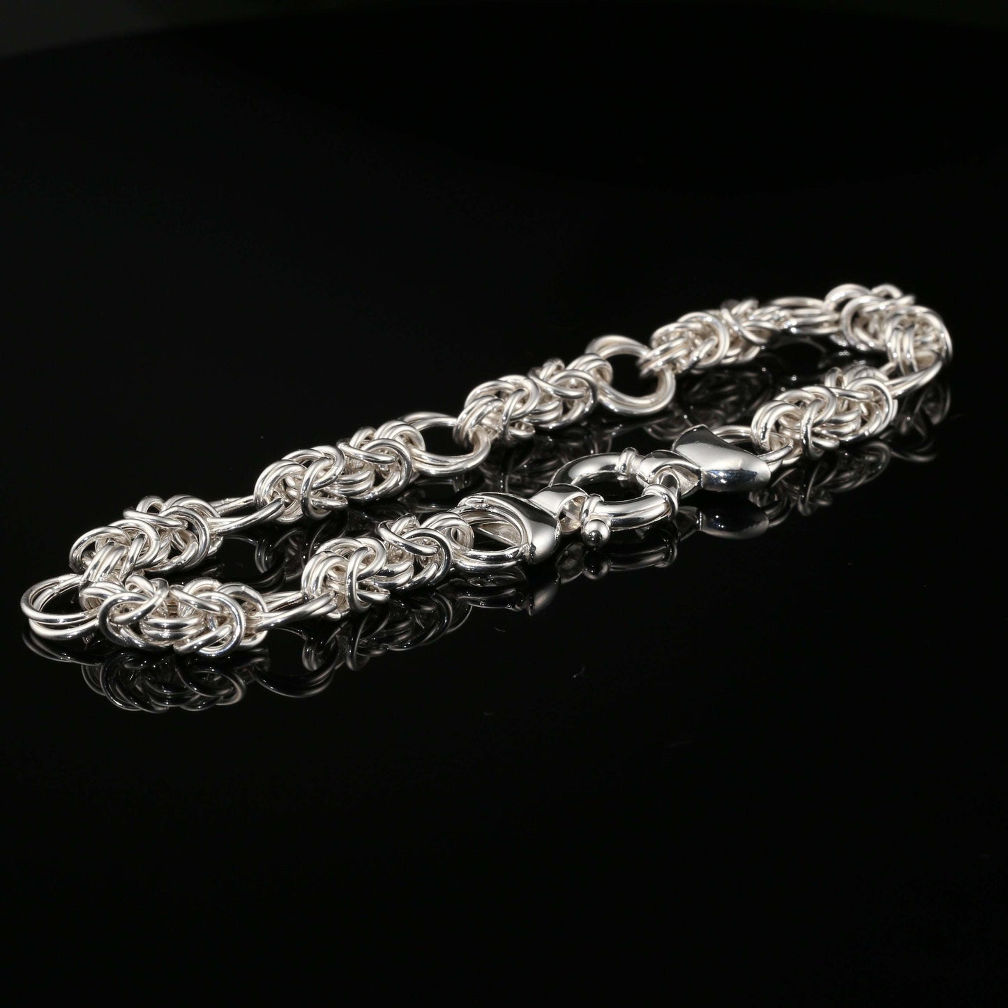 Sterling Silver Byzantine Chain Bracelet, 9.25", Unisex