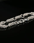 Byzantine Chain Bracelet, 9.25", Unisex in Sterling Silver