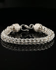Byzantine Thick Chain Bracelet with S-Hook Clasp, 8", Unisex in Sterling Silver