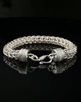 Byzantine Thick Chain Bracelet with S-Hook Clasp, 8", Unisex in Sterling Silver