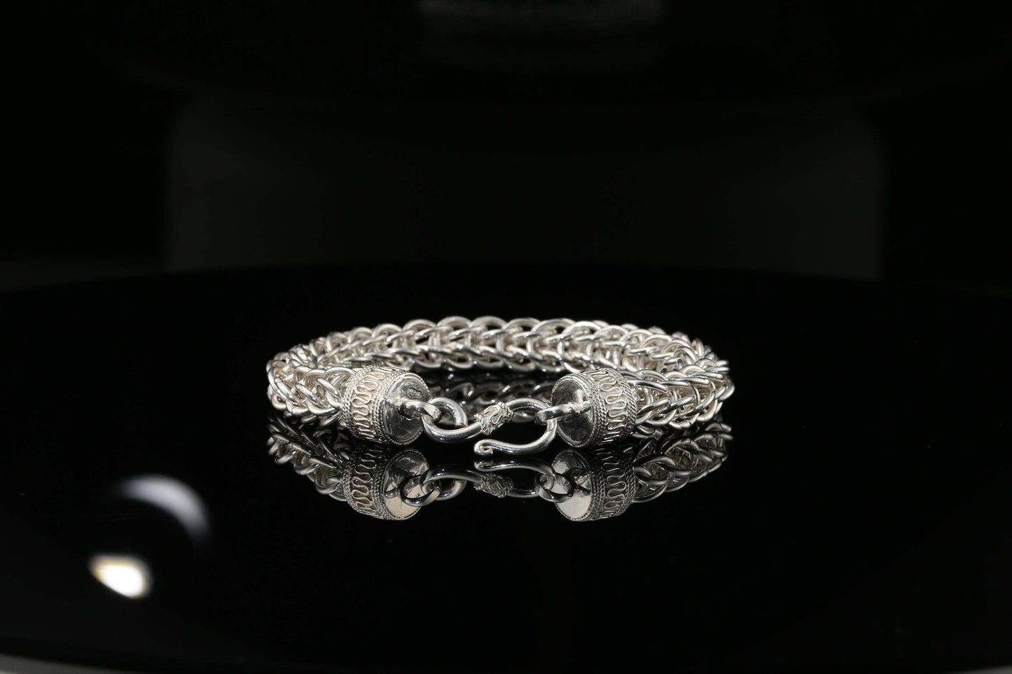 Sterling Silver Byzantine Thick Chain Bracelet with S-Hook Clasp, 8.25", Unisex