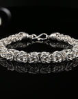 Byzantine Thick Chain Bracelet with S-Hook Clasp, 8.75" Unisex in Sterling Silver