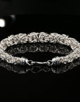 Byzantine Thick Chain Bracelet with S-Hook Clasp, 8.75" Unisex in Sterling Silver