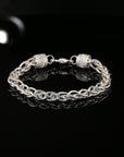 Byzantine Chain Bracelet with Hook Clasp, 8", Unisex in Sterling Silver