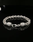 Byzantine Chain Bracelet with Hook Clasp, 8", Unisex in Sterling Silver