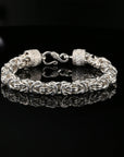 Byzantine Chain Bracelet with Hook Clasp, 8.25", Unisex in Sterling Silver
