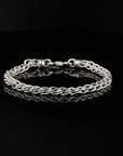 Byzantine Chain Flat Bracelet with Hook Clasp, 8.5", Unisex in Sterling Silver