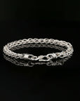 Byzantine Chain Flat Bracelet with Hook Clasp, 8.5", Unisex in Sterling Silver