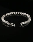 Byzantine Chain Flat Bracelet with Hook Clasp, 8.5", Unisex in Sterling Silver