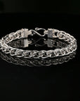 Byzantine Chain Bracelet with Hook Clasp, 8.75" Unisex in Sterling Silver