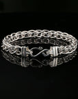 Byzantine Chain Bracelet with Hook Clasp, 8.75" Unisex in Sterling Silver