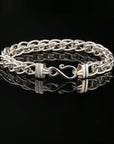 Byzantine Chain Bracelet with Hook Clasp in , 8", Unisex in Sterling Silver