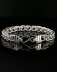 Byzantine Chain Bracelet with Hook Clasp in , 8", Unisex in Sterling Silver