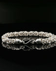 Byzantine Chain Bracelet with Hook Clasp in , 8.75" Unisex in Sterling Silver