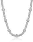 CZ Seven Station Necklace Italian Style in Sterling Silver