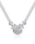 CZ Round Italian Necklace with Secure Lobster Lock in Sterling Silver