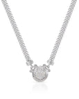 CZ Round Italian Necklace with Secure Lobster Lock in Sterling Silver