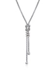 CZ Italian Long Dangle Necklace in Sterling Silver