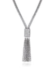 CZ Long Tassle Necklace in Sterling Silver