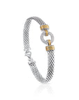 Sterling Silver Two-Tone Italian Halo Bracelet, 7.5in