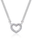 CZ Italian Heart Necklace and Bracelet Gift Set in Sterling Silver