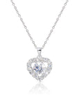 CZ Heart Charm Necklace, Adjustable in Sterling Silver