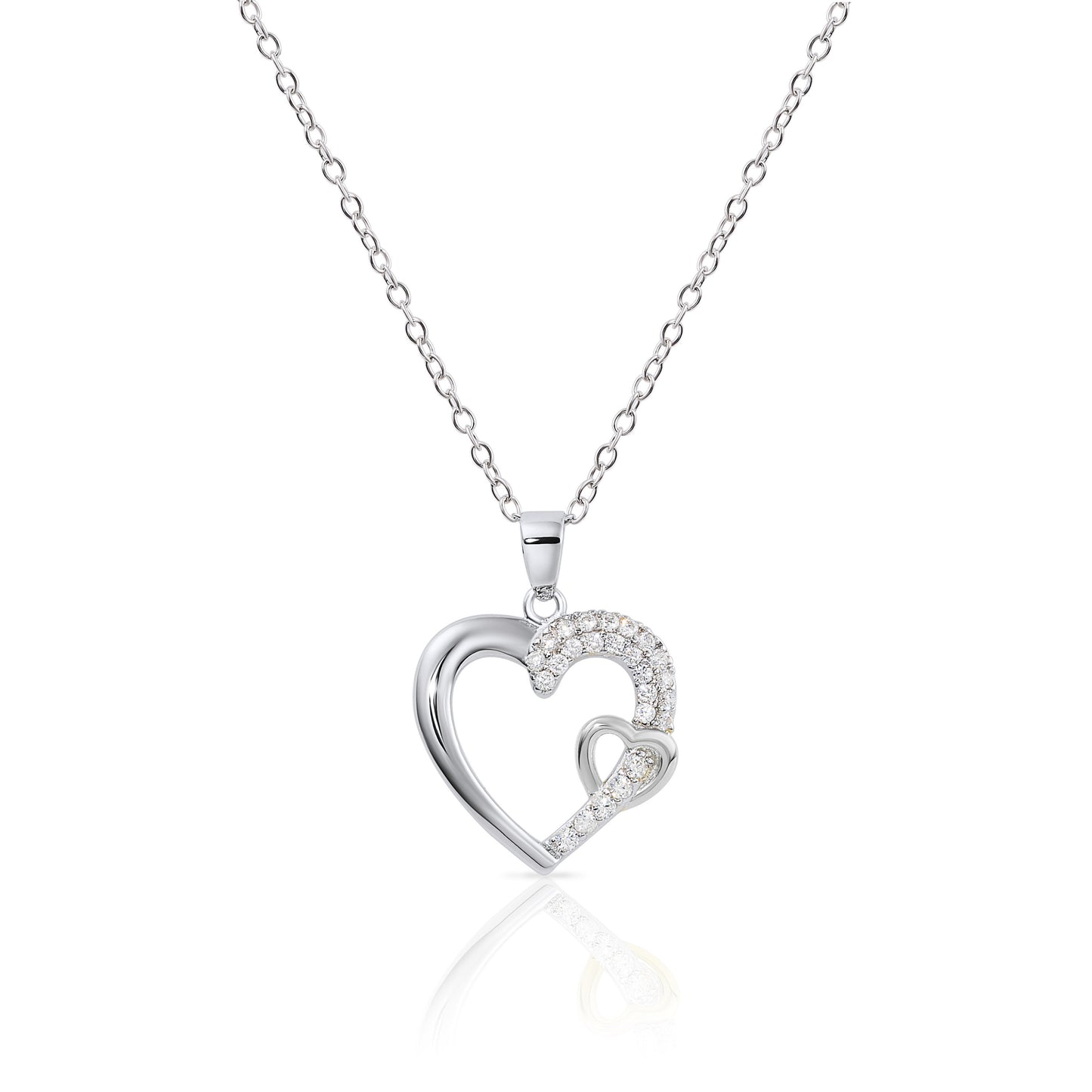 Sterling Silver Heart Pendant Necklace, Gold-tone, Adjustable