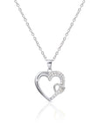 CZ Heart Charm Necklace, Gold-tone, Adjustable in Sterling Silver