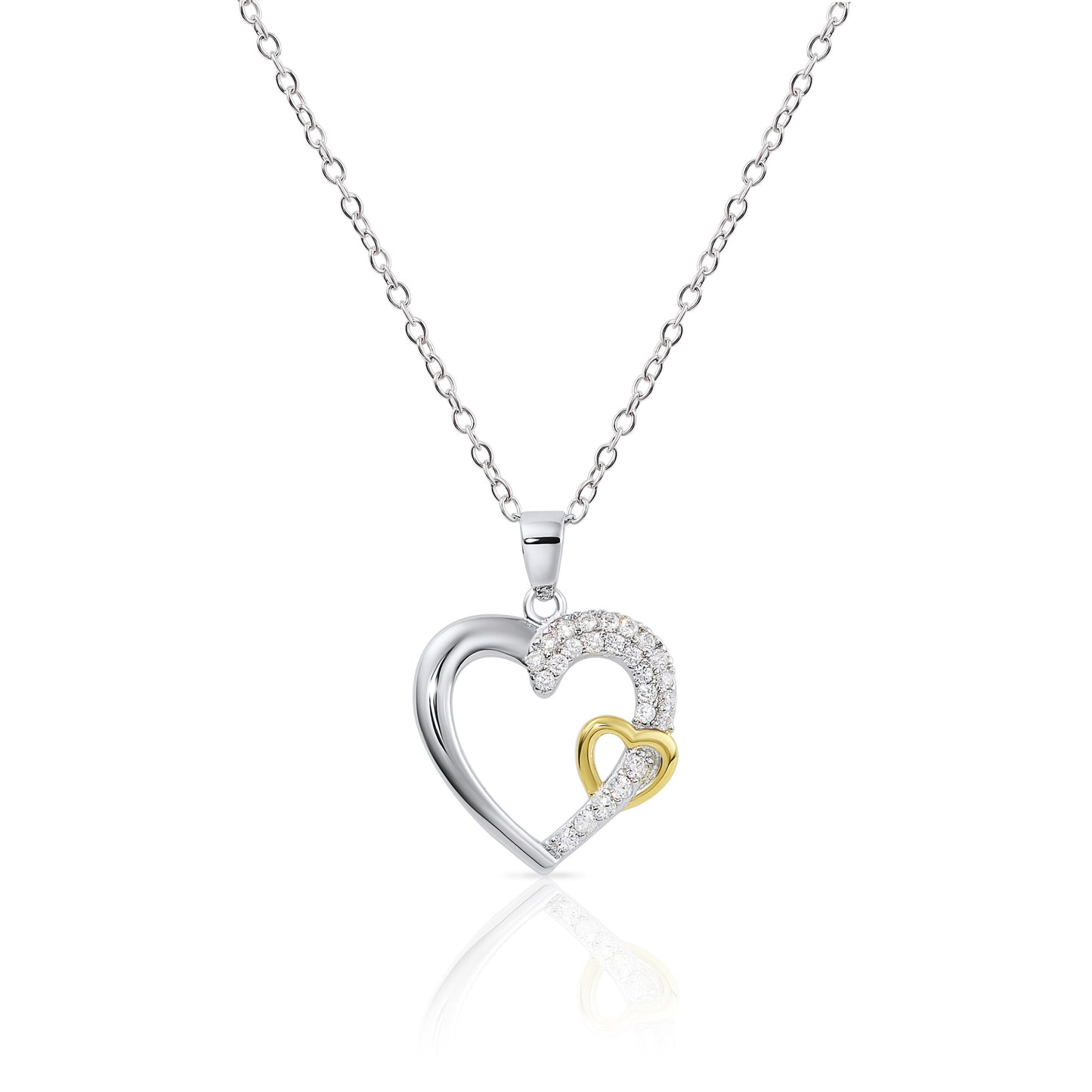 Sterling Silver Heart Pendant Necklace, Gold-tone, Adjustable