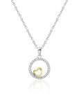 CZ Round Charm Necklace, Adjustable in Sterling Silver