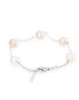 Pearl Bracelet in , White Freshwater Cultured Pearls, Adjustable Size in Sterling Silver