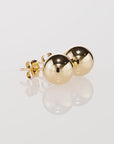 14K Yellow Gold Ball Stud Earrings with Pushbacks, With High Polish Finish