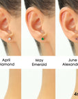 14k Yellow Gold Birthstone Solitaire Stud Earrings, 4mm