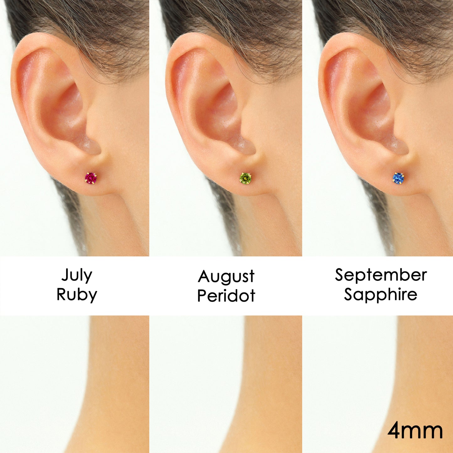 14k Yellow Gold Birthstone Solitaire Stud Earrings, 4mm