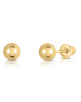 Bundle SET OF 3! 14k Yellow Gold Ball Stud Earrings with Screw Backings, Unisex