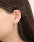 CZ Infinity Huggie Hoop Earrings in Sterling Silver