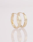 14k Gold Small Oval Flat Hoop Earrings