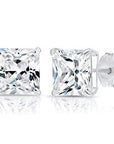 Bundle SET OF 3! 14K Solid Gold Earrings, Square CZ Studs Sizes 3mm, 4mm, 5mm, With Pushbacks