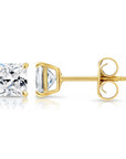 Bundle SET OF 3! 14K Solid Gold Earrings, Square CZ Studs Sizes 3mm, 4mm, 5mm, With Pushbacks