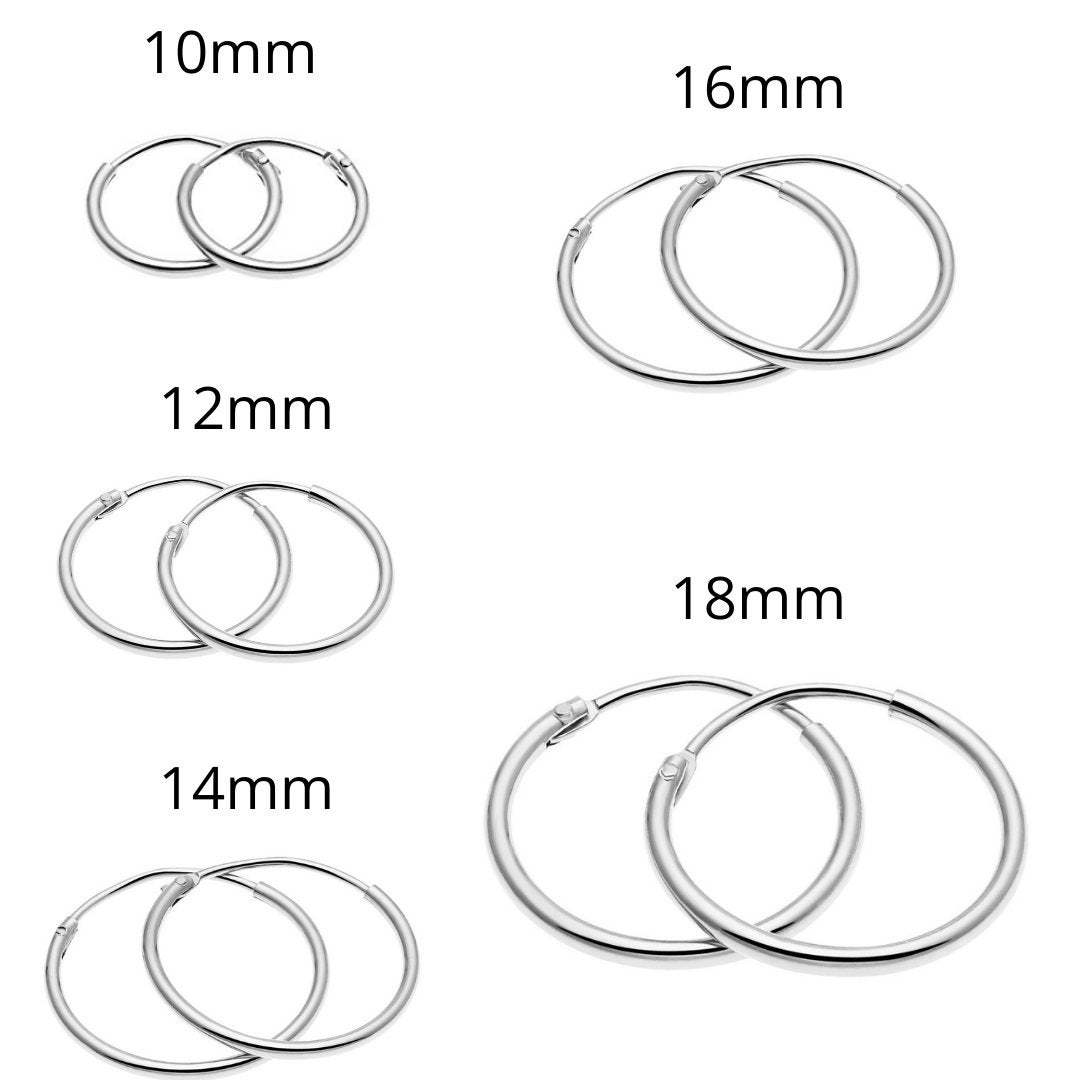 Set of 5! 925 Sterling Silver Gold Tone Plated Endless Hoop Earrings