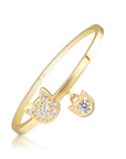 14k Yellow Gold Dainty Kitty Ring