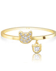 14k Yellow Gold Dainty Kitty Ring